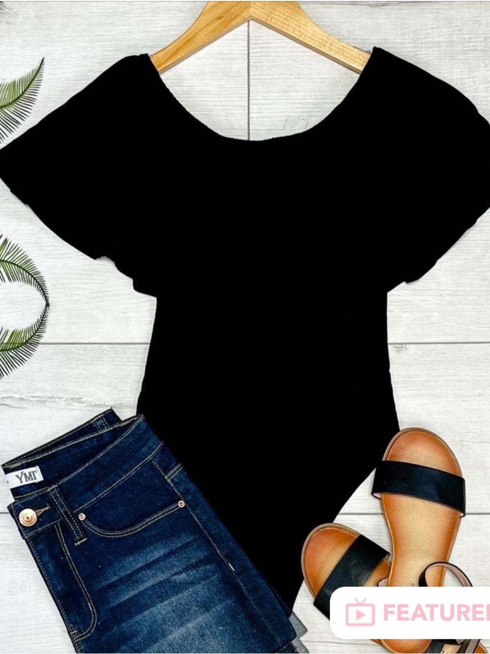 Zenana Black Off-Shoulder Ruffle Bodysuit